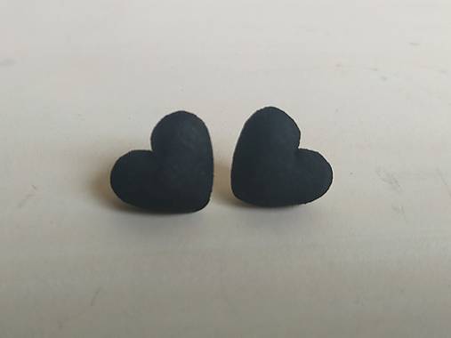 Náušnice - Roztomilé srdiečka na ušká (Srdiečka čierne) - 13437913_