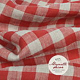 Textil - BARN RED checks...100% len metráž - 13436414_