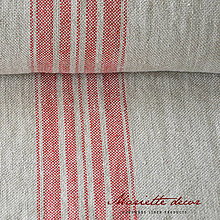 Textil - 100% len FRENCH HOUSE red stripes 380g/m2..metráž - 13436407_