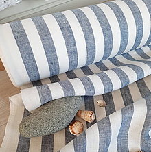 Textil - 100% len SEA BLUE/WHITE stripes 190g/m2 - 13436461_