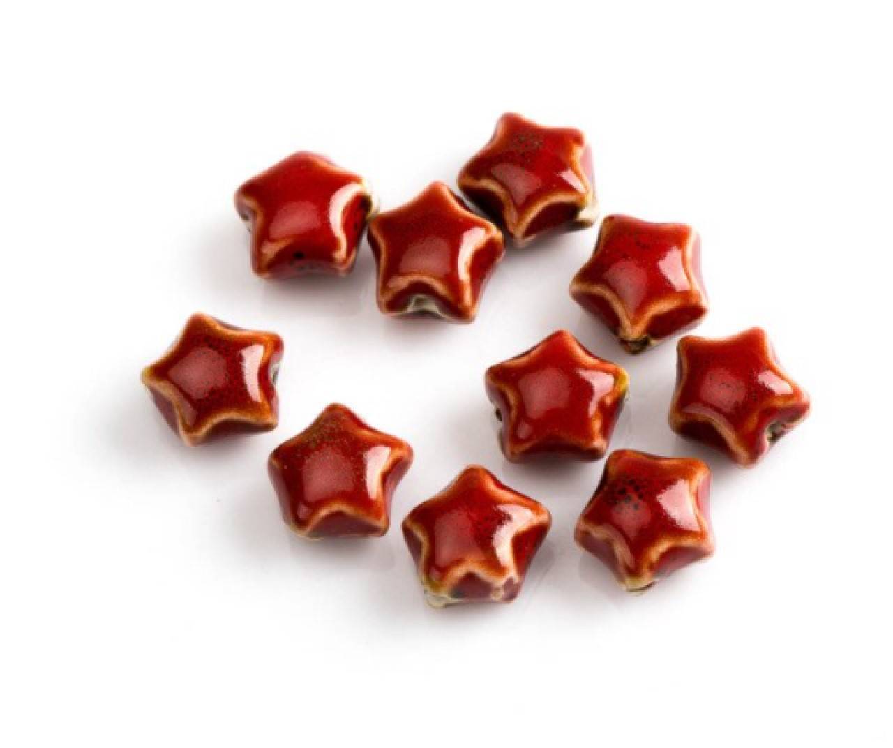 KE104 Korálka keramická hviezdička cca. 1,8 cm  (Červená)