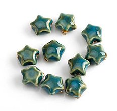 Korálky - KE104 Korálka keramická hviezdička cca. 1,8 cm  (Modrá) - 13437334_