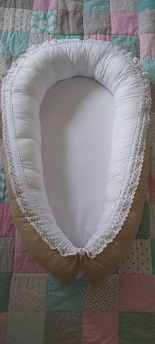 Detský textil - Béžovo biele hniezdo - 13440294_