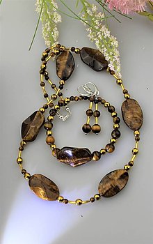 Sady šperkov - tigrie oko náhrdelník,náramok,náušnice - 13439482_