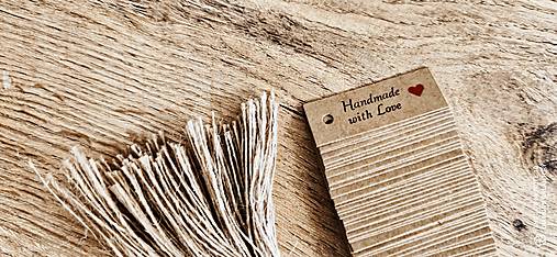 Obalový materiál -  	Vysačka papierova- Handmade with Love 50 x 18 mm - 13443801_