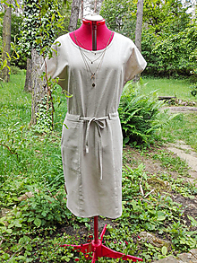 Šaty - Športové béžové ľanové šaty (rôzne farby) - 13445135_