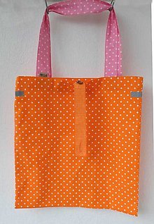 Nákupné tašky - Eko nakupovačka FILKI skladacia (oranžová s ružovými ušami) - 13445089_