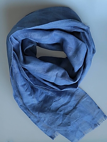 Šatky - Ľanový šál ľahký modrý - 13446553_
