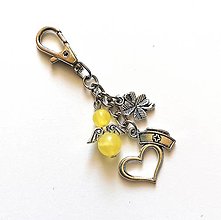 Kľúčenky - Kľúčenka "sestrička" s minerálovým anjelikom (Jadeit žltý) - 13447245_