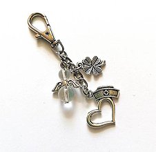 Kľúčenky - Kľúčenka "sestrička" s minerálovým anjelikom (Krištáľ) - 13447302_