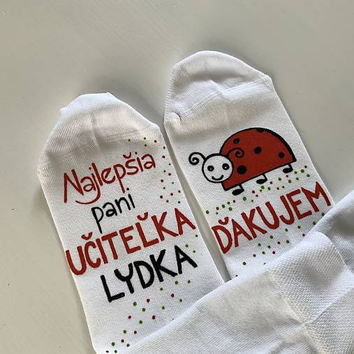 Maľované ponožky pre naj PANI UČITEĽKU (lienok)