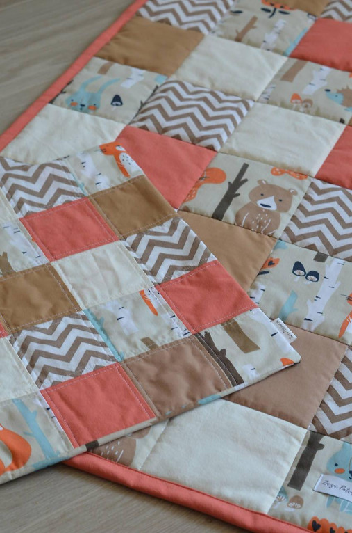 Detský textil - Patchwork set do postieľky pre bábätko, "Lesné dobrodružstvá" - 13446629_