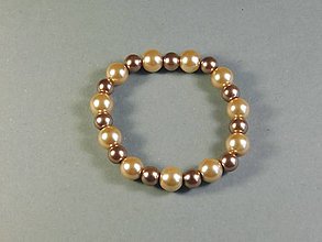 Náramky - Náramok - sklenené koráliky, voskované perly (Zlatá + hnedá) - 13446562_