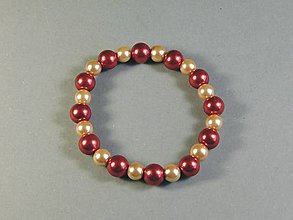 Náramky - Náramok - sklenené koráliky, voskované perly (Bordová + zlatá) - 13446584_