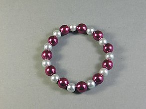 Náramky - Náramok - sklenené koráliky, voskované perly (Fialová + strieborná) - 13446592_