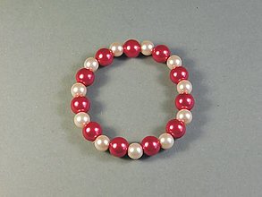Náramky - Náramok - sklenené koráliky, voskované perly (Tmavoružová + bledoružová) - 13446596_