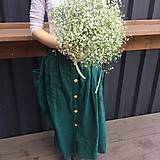 Sukne - Perlička - ľanová sukňa s veľkými našitými vreckami (lesná zelená) - 13448071_