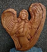 Dekorácie - Drevorezba Anjel Žena - 13448342_