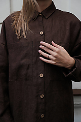 Blúzky a košele - Ľanová oversized košeľa | Damská ľanová košeľa - 13449953_