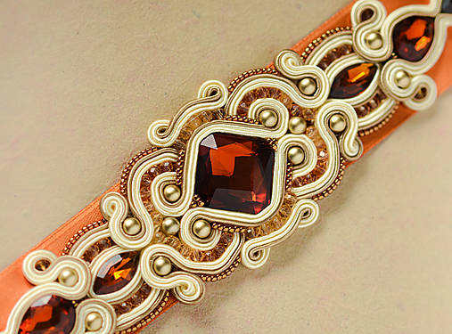 Opasky - Ručne šitý soutache opasok na šaty - 13453944_
