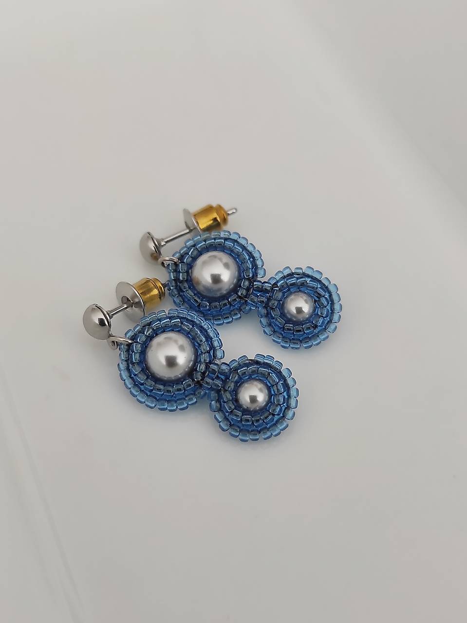 Náušnice - Swarovski perly modré