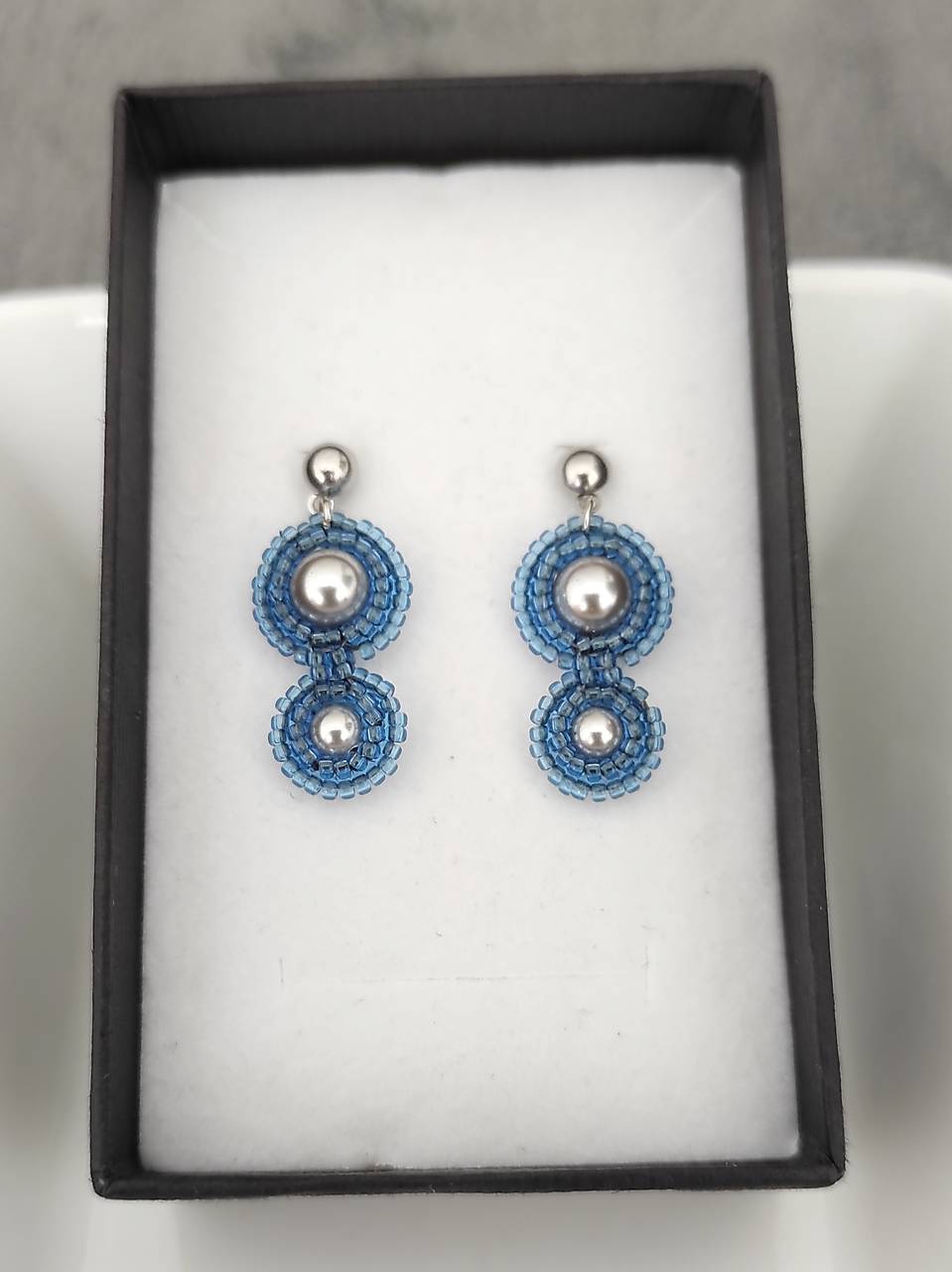 Náušnice - Swarovski perly modré