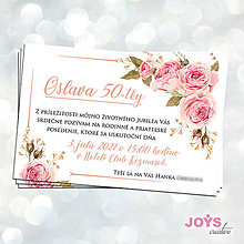 Papiernictvo - Pozvánka na narodeniny, narodeninová pozvánka na 50 s ružovými pivóniami A05 - 13457658_