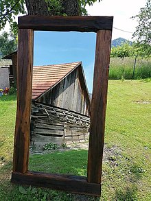 Zrkadlá - Veľké zrkadlo starých dubových trámov - 13457189_