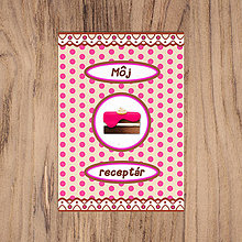 Papiernictvo - Bodkovaný receptárik s FIMO koláčikom (jahodový) - 13456751_