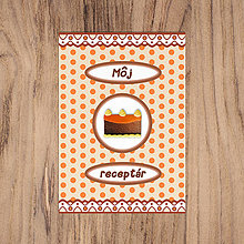 Papiernictvo - Bodkovaný receptárik s FIMO koláčikom (pomarančový) - 13456753_