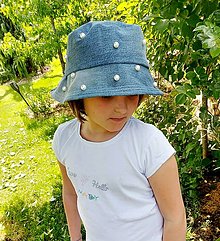Detské čiapky - Riflový klobúk na leto ;) - 13458627_