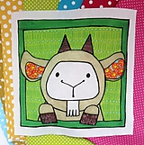 Textil - Bavlnený panel UŠI SI SÁM - Zvieratko z dvora (Kozička) - 13462812_