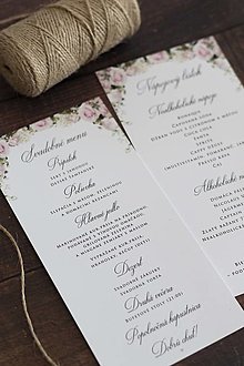 Papiernictvo - Svadobné menu "Ružové kvietky" - 13461290_