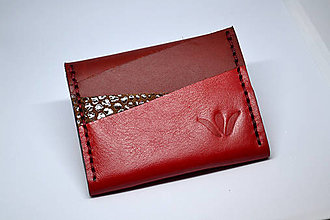 Peňaženky - Dizajnová kožená peňaženka mini Odzuzičky (Červená) - 13460392_