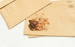 Papier - Craft obálka / Recyklovaná C6 " Teddy" - 13461311_