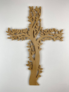 Dekorácie - Krížik STROM - 38 x 53 cm  (odtieň dub svetlý) - 13460699_