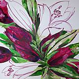 Obrazy - Obraz na stenu, maľba, originál  (Ľalie a tulipány.) - 13463170_