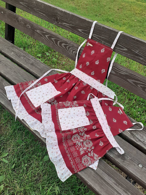 Iné oblečenie - Bordový setík mama a dcéra - 13464993_