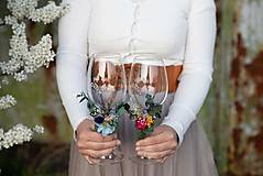 Nádoby - Kvetinová ozdoba na svadobné poháre "opojné letné večery" - 13464501_