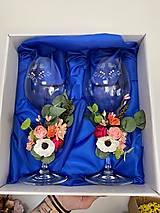 Nádoby - Kvetinová ozdoba na svadobné poháre - na mieru k vybranému produktu/setu  (Ozdoba na pohár - identická ako na foto) - 13464530_