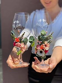 Nádoby - Kvetinová ozdoba na svadobné poháre - na mieru k vybranému produktu/setu - 13464531_