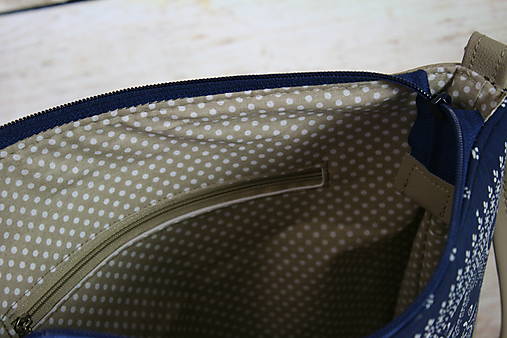 modrotlačová kabelka Dara béžová XL set 3