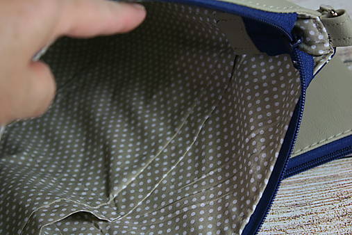 modrotlačová kabelka Dara béžová XL set 3