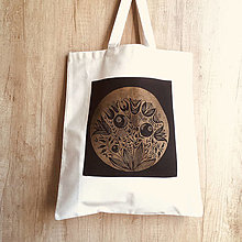 Veľké tašky - Kvetová plátenka s linorytom (Čierno-biela) - 13466230_