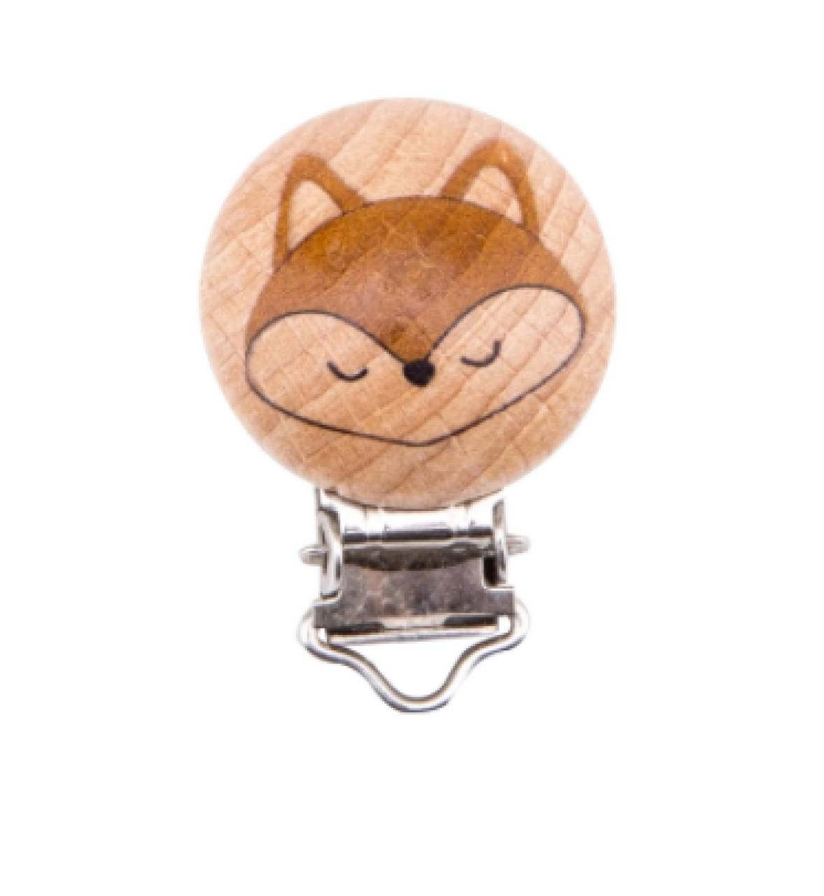 KL111 Klip drevený na dudlík s líštičkou 3 cm 