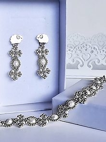 Sady šperkov - Barance | biela cenovo zvýhodnená sada náušníc a náramku (Krátke náušnice 3cm) - 13466745_