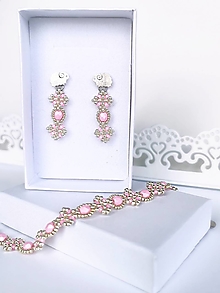 Sady šperkov - Barance | ružová cenovo zvýhodnená sada náušníc a náramku (Krátke náušnice 3cm) - 13466786_