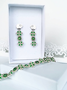 Sady šperkov - Barance | zelená cenovo zvýhodnená sada náušníc a náramku - 13466806_