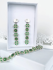 Sady šperkov - Barance | zelená cenovo zvýhodnená sada náušníc a náramku (Dlhé náušnice 4,5cm) - 13466812_