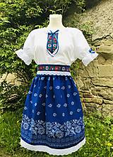 Šaty - Folklórny dámsky kroj modrý s farebnou stuhou - 13468119_